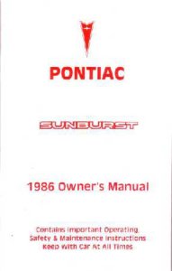 1986 Pontiac Sunburst Owner's Manual