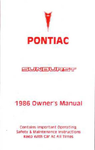 1986 Pontiac Sunburst Owner's Manual