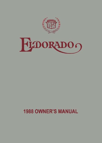 1988 Cadillac Eldorado Owner's Manual
