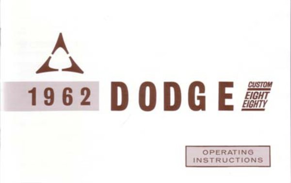 1962 Dodge Custom 880 Owner's Manual