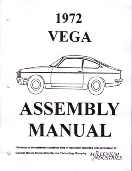 1972 Chevrolet Vega Assembly Manual Book Rebuild Instructions Illustrations