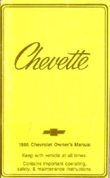 1986 Chevrolet Chevette Owner's Manual