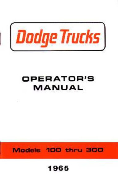 1965 Dodge Light Duty Truck (100-300) Owner's Manual