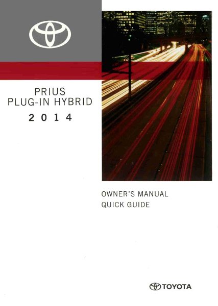 2014 Toyota Prius Plug In Hybrid Owner's Manual