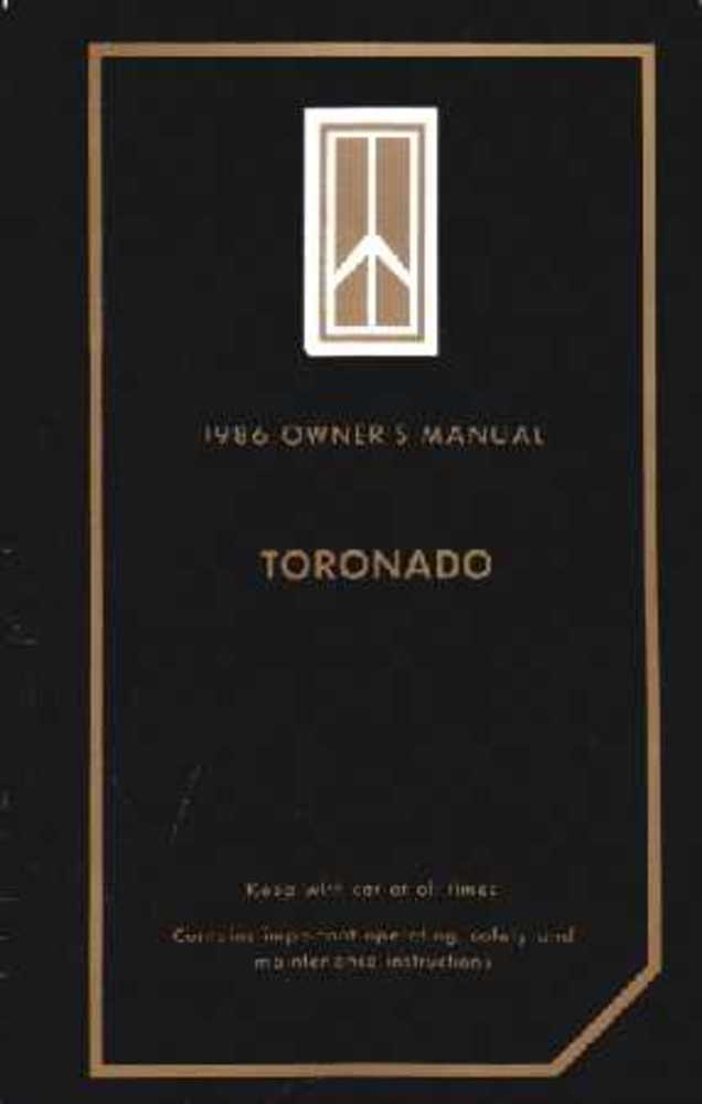 1986 Oldsmobile Toronado Owners Manual User Guide