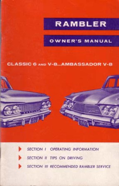 1961 AMC Rambler, Ambassador, Classic Owner's Manual