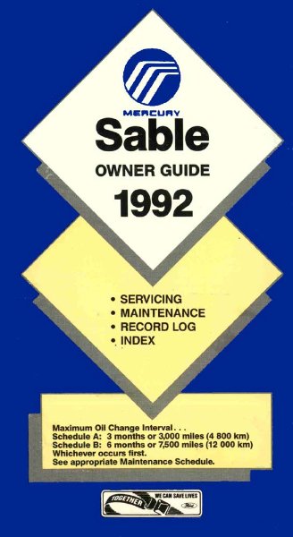 1992 Mercury Sable Owner's Manual