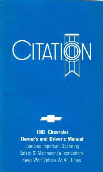 1982 Chevrolet Citation Owner's Manual