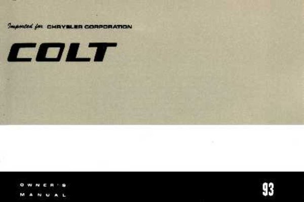 1993 Dodge Colt Owner's Manual