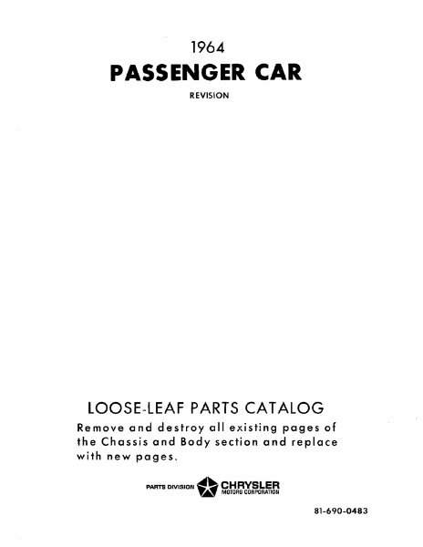 1964 Mopar CHRYSLER, DODGE, PLYMOUTH, DESOTO Parts Book