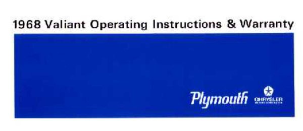 1968 Plymouth Valiant Owner's Manual