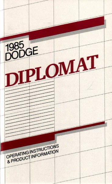 1985 Dodge Diplomat Owner's Manual