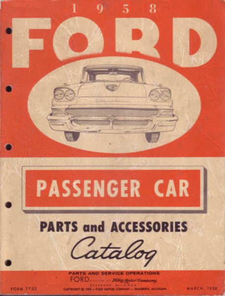 1958 Ford ALL MODELS RANCHERO Parts Book