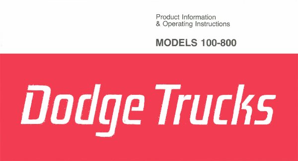 1976 Dodge Truck Van (Models 100-800) Owner's Manual