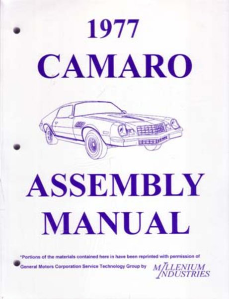 1977 Chevrolet Camaro Assembly Manual Book Rebuild Instructions Illustrations