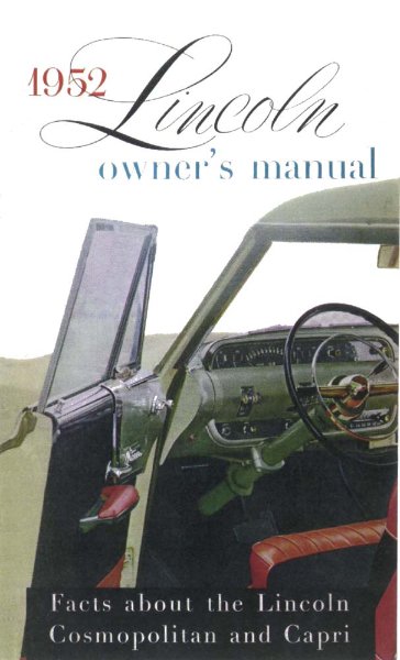 1952 Lincoln Capri, Cosmopolitan Owner's Manual