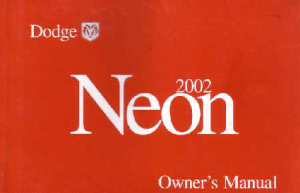 2002 Dodge Chrysler Neon Owners Manual User Guide
