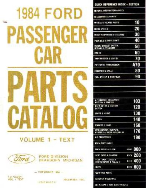 1984 Ford All Models Parts Book