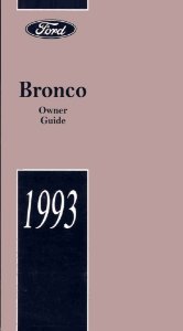 1993 Ford Bronco Owner's Manual