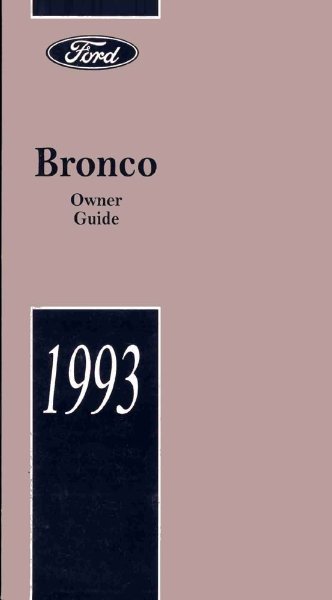 1993 Ford Bronco Owner's Manual