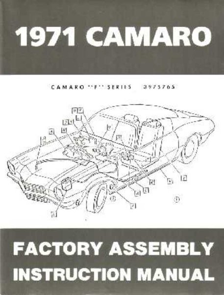 1971 Chevrolet Camaro F Series Assembly Manual Book Rebuild Illustrations