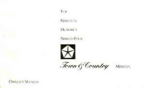 1994 Chrysler Town & County Owner's Manual
