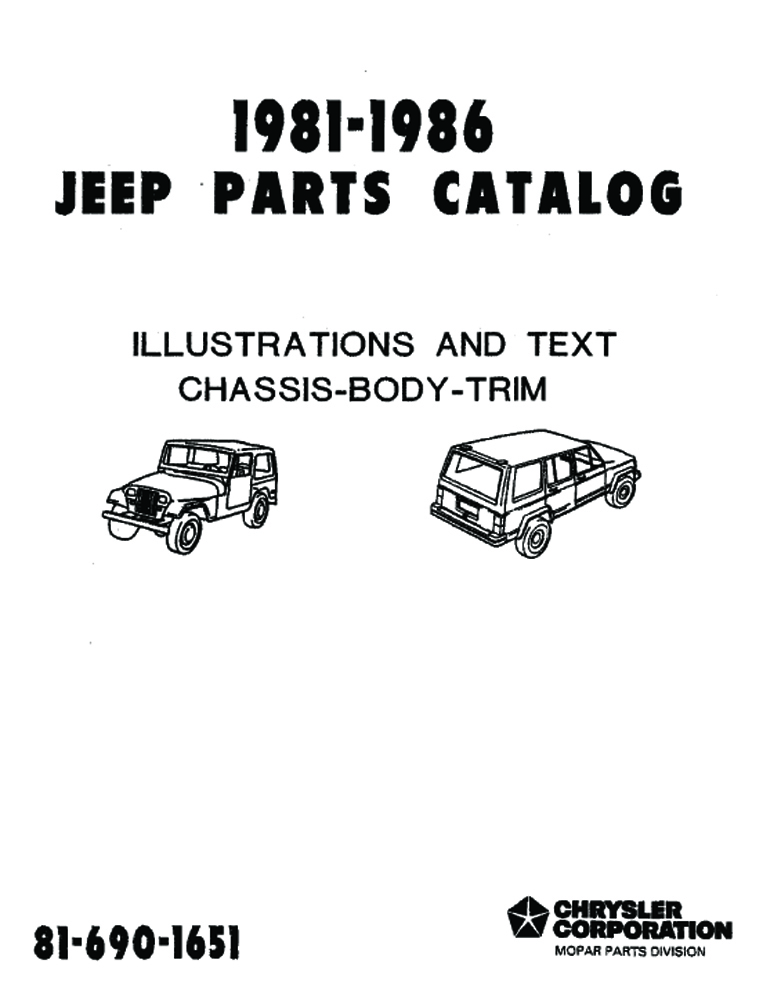 1981 1983 1984 1985 1986 Jeep Part Numbers Book List Guide Interchange Drawings