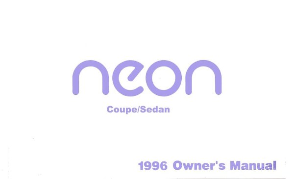1996 Dodge Neon Owner's Manual