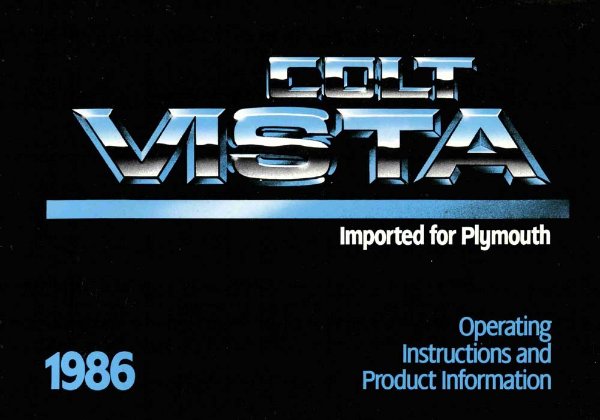 1986 Plymouth Colt Vista Owner's Manual
