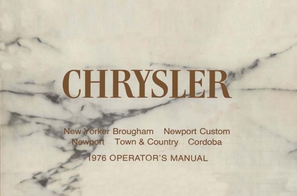 1976 Chrysler New Yorker, Newport, Town & Country, Cordoba Owner's Manual