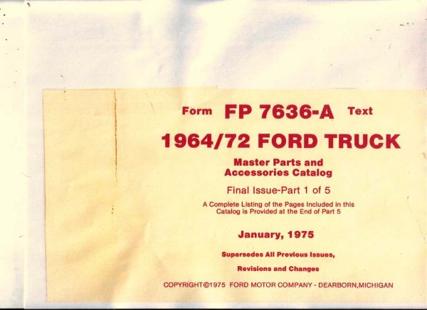 1964–1972 Ford Truck ALL MODELS - MASTER PARTS BOOK Parts Book