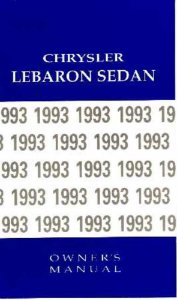 1993 Chrysler Lebaron Sedan Owner's Manual