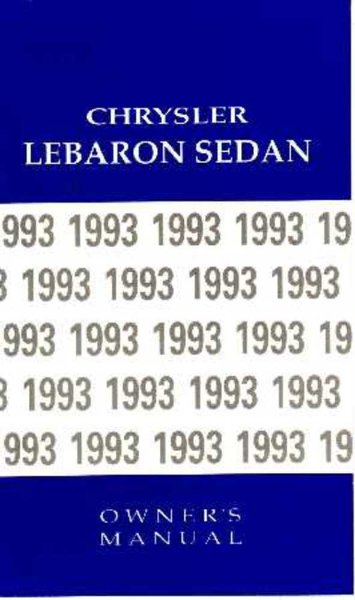 1993 Chrysler Lebaron Sedan Owner's Manual