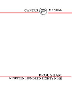 1989 Cadillac Brougham Owner's Manual