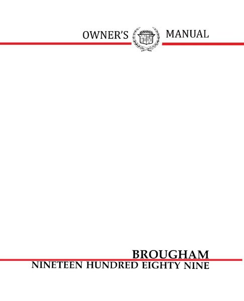 1989 Cadillac Brougham Owner's Manual