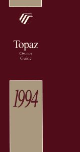 1994 Mercury Topaz Owner's Manual
