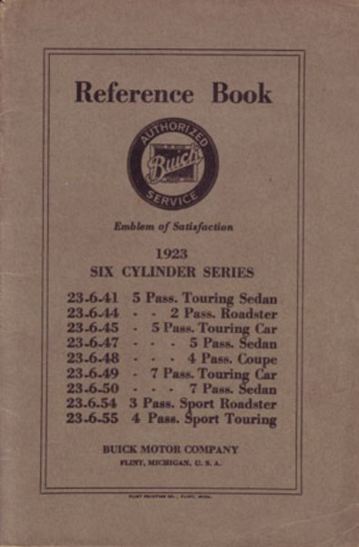 1923 Buick 6-Cylinder Owner's Manual