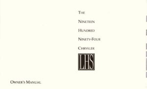 1994 Chrysler LHS Owner's Manual