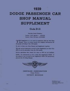 1939 Dodge Deluxe, Special, Truck Factory Shop Service Manual