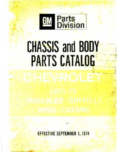 1973 1974 1975 Camaro Chevelle Impala Nova Part Numbers Book Interchange Drawing