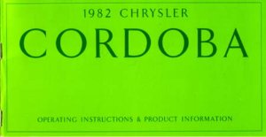 1982 Chrysler Cordoba Owner's Manual
