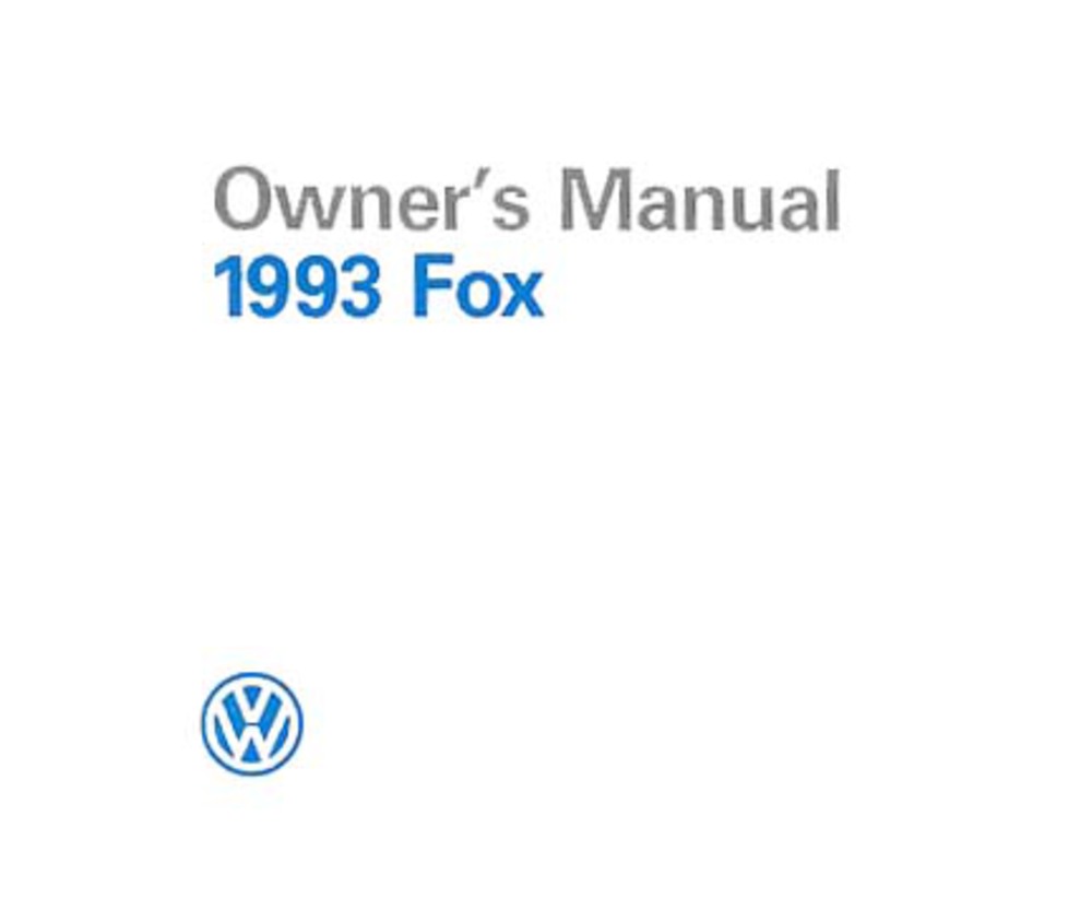 1993 Volkswagen Fox Owners Manual User Guide