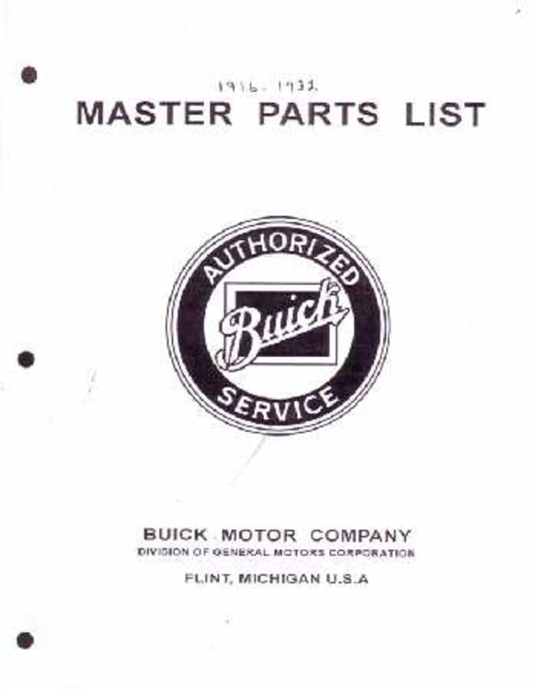 1928 1929 1930 1931 1932 Buick Parts Numbers Book Guide Interchange Drawings