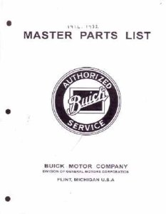 1916–1932 Buick All Models Parts Book