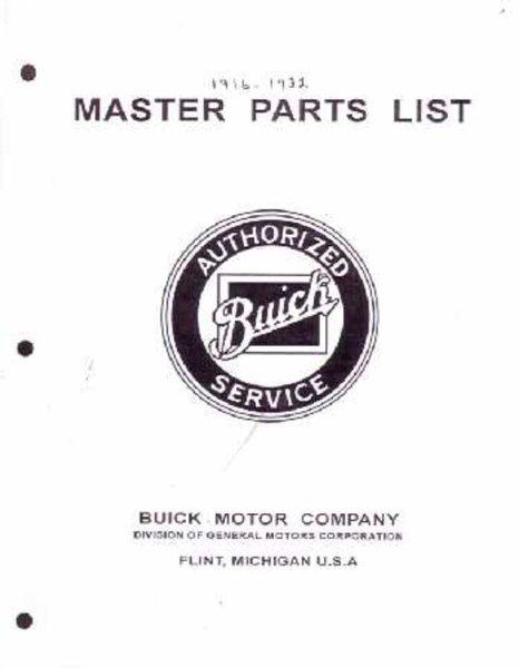1916–1932 Buick All Models Parts Book