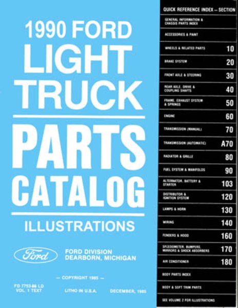 1990 Ford Truck F-150, F-250, F-350 Parts Book